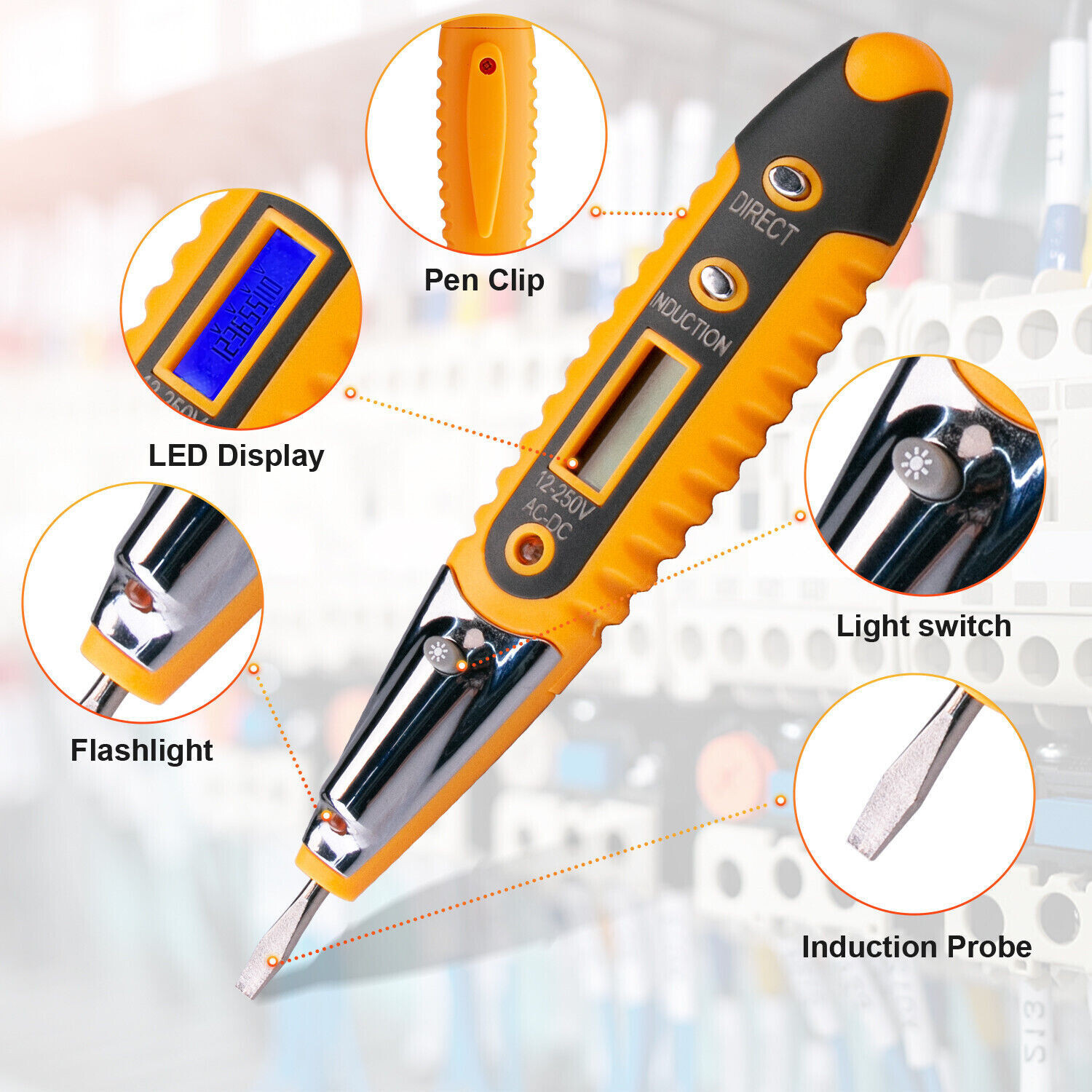 Voltage Electric Tester Volt Detector Test Pen AC DC Non-Contact Sensor 12-1000V