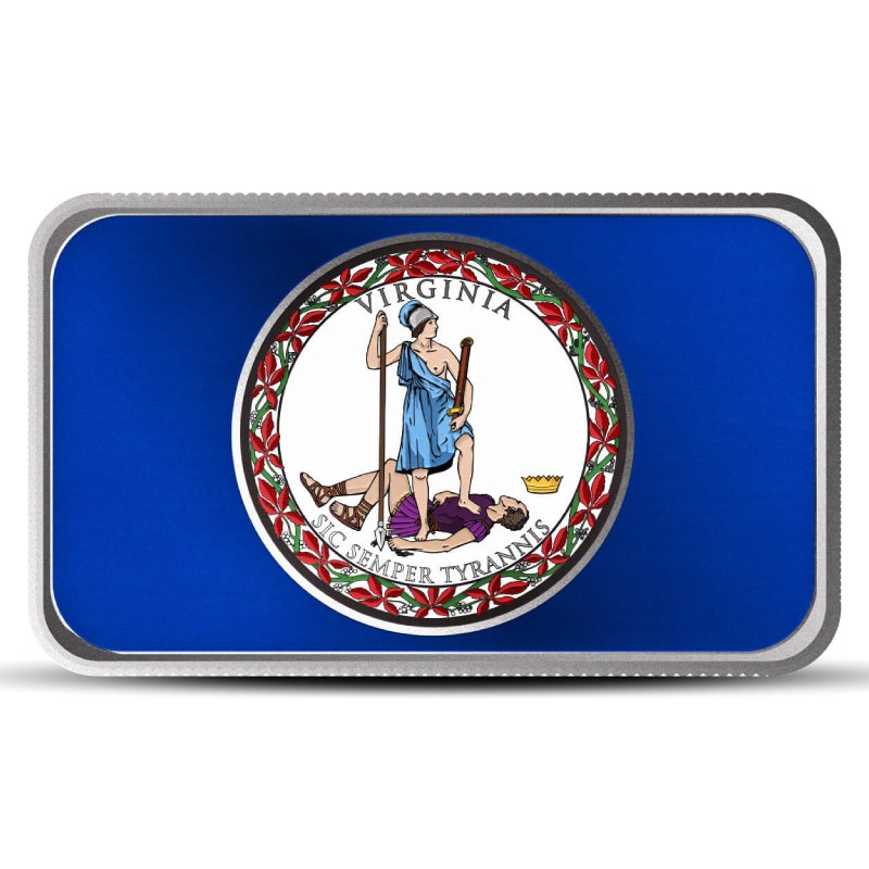 1 oz Virginia State Flag Silver Bar (Colored)