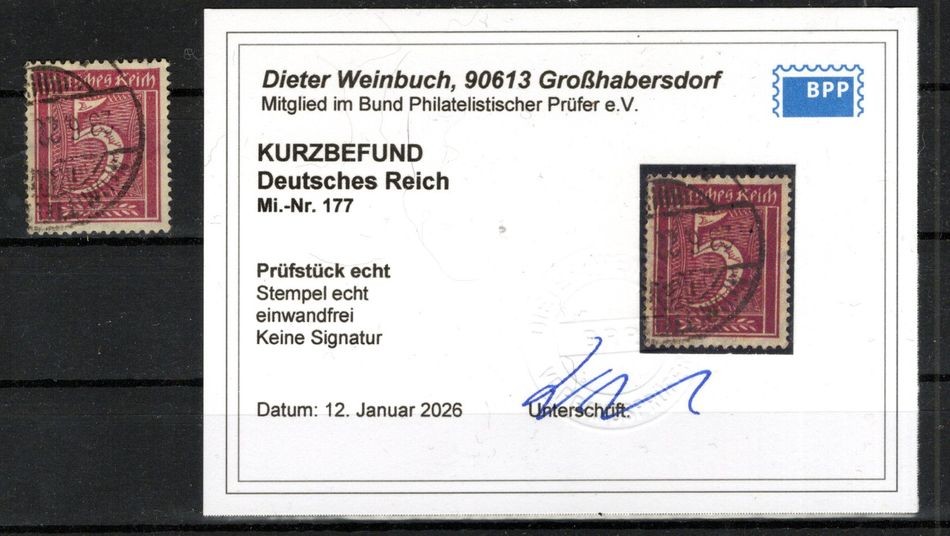 Dr-Infla 177 Impeccable Postmarked BPP Certificate (DA8125