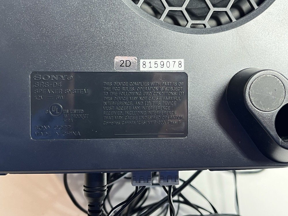 Sony Speakers SRS-D4 Computer 2.1 Sound Active System & Subwoofer Tested Working