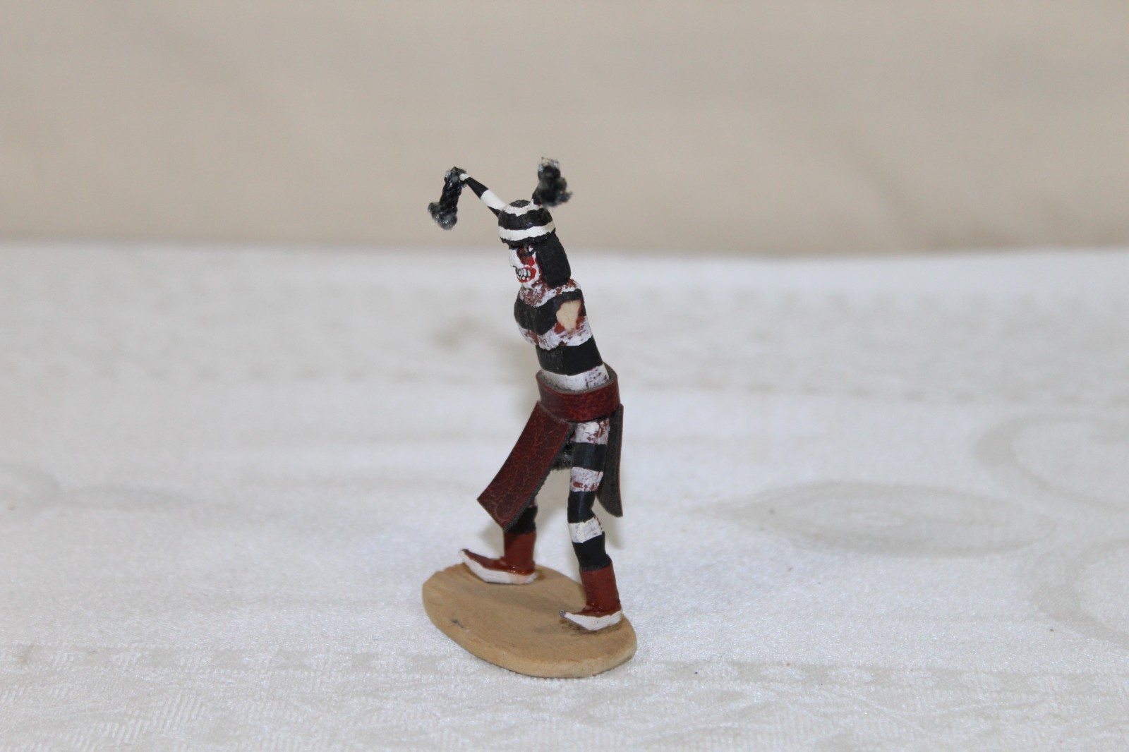 Vintage Hopi Pueblo 3.25" Kachina Doll Hopi Clown Koshare Signed Missing Arms