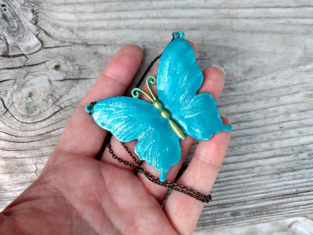 vintage baterfly pendant with chain