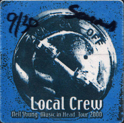 Neil Young ORIGINAL Music In Head 2000 Tour Backstage Cloth Pass - Portland