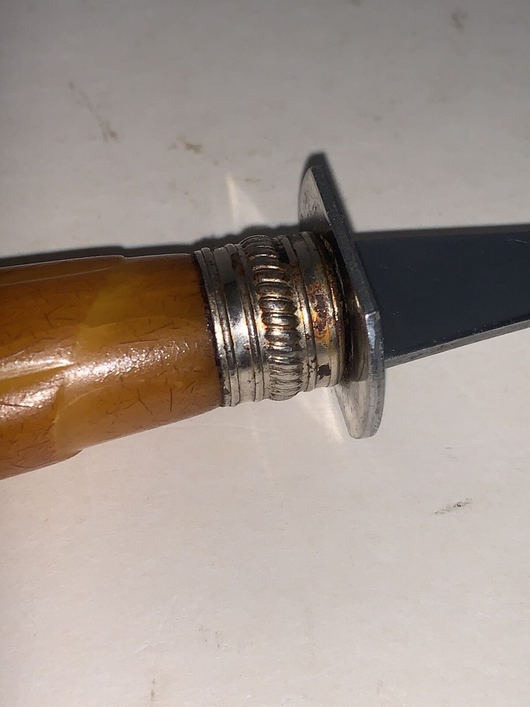 Vintage Meat Serving Fork Bakelite Butterscotch Handle