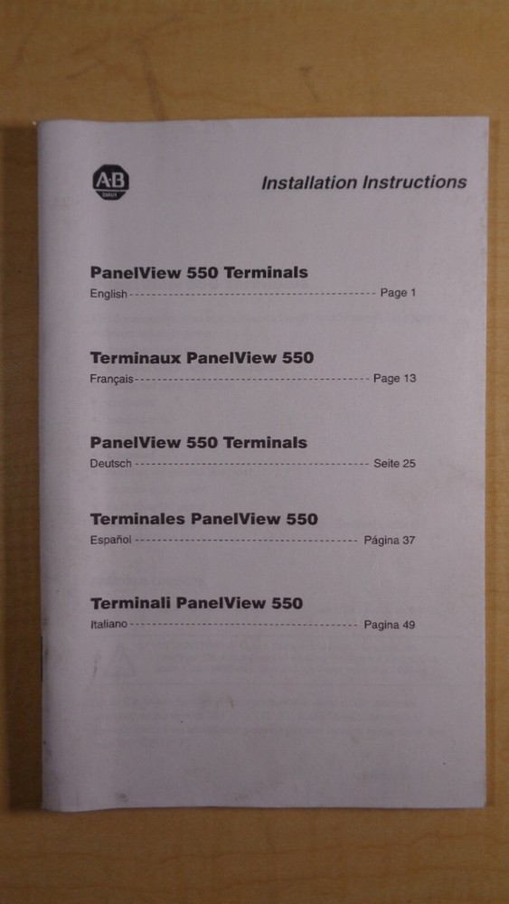 Allen Bradley PanelView 550 Terminals Install Instructions Multilingual 8E B9