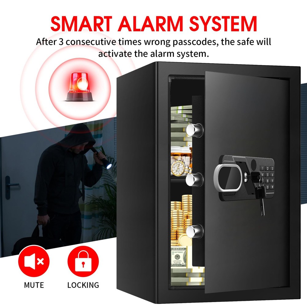 3.4 Cub Large Home Safe Fireproof Waterproof, Digital Security Fireproof Safe...