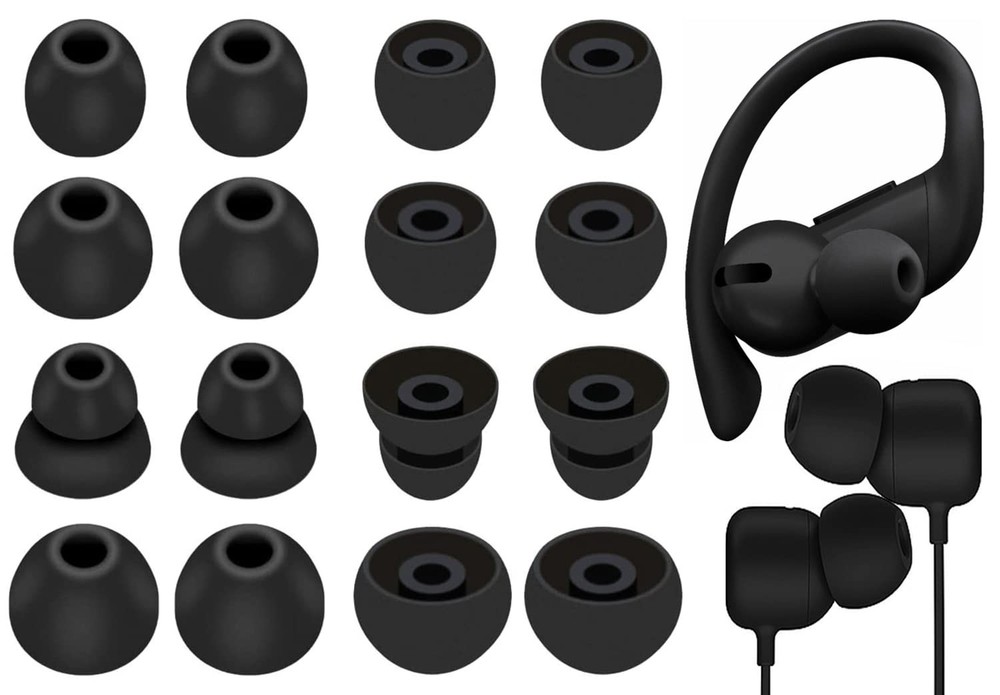 Replacement Ear Tips TEEMADE Small , Medium , Large and Double Flange, Black