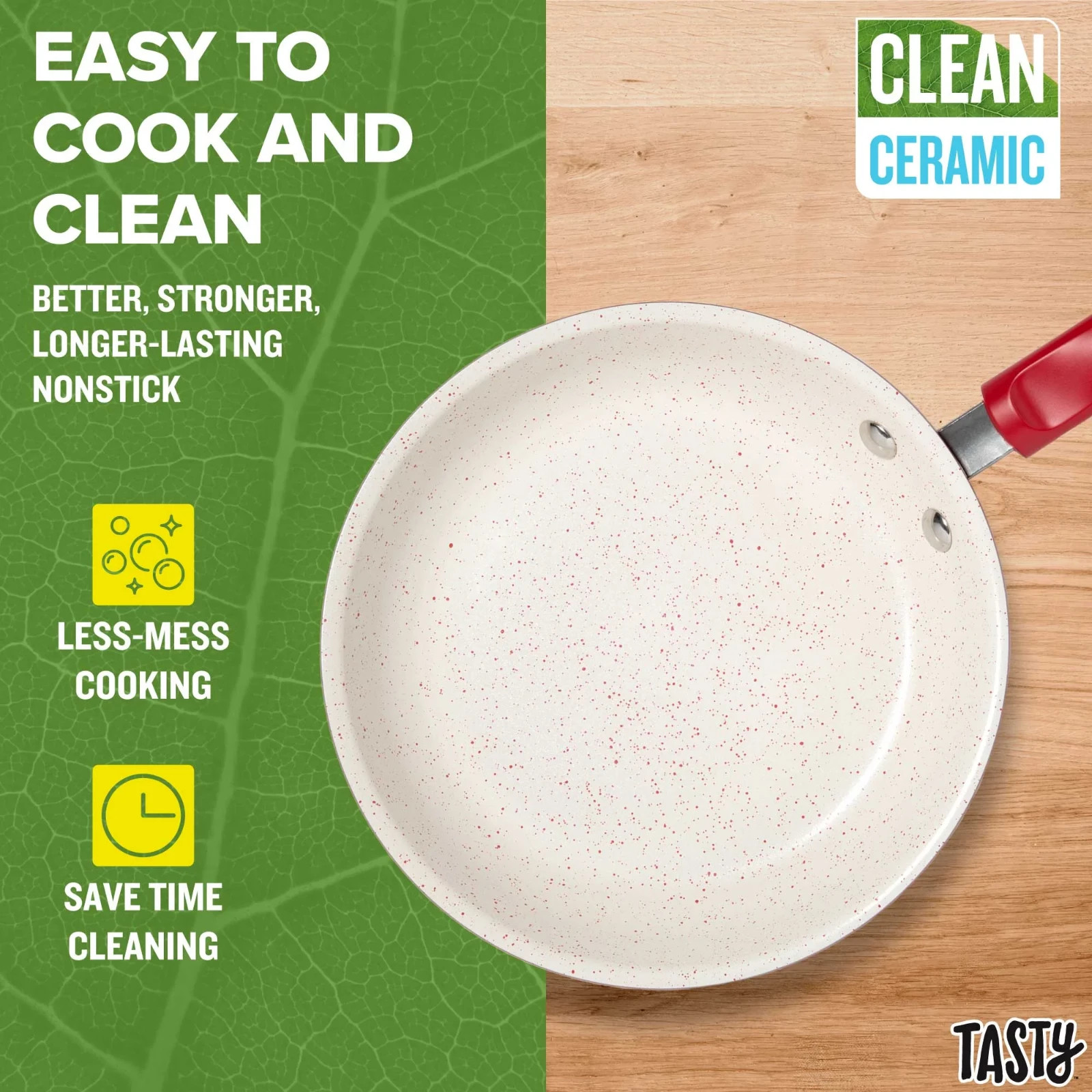 Clean Ceramic 8" Non-Stick Aluminum Fry Pan, Red