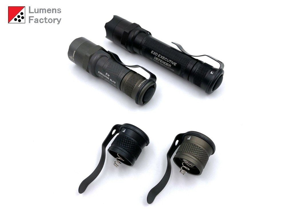 E Series Deep Pocket Carry Tailcap with Clip. E1 E2 E2D E2T-MV E1B E2L-AA L4 V1