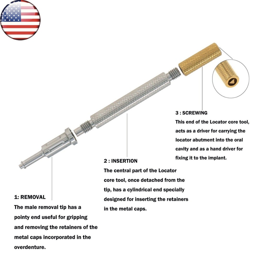 US Universal Dental 3 in 1 Locator Core Tool Legacy Locater Multi-Function Tool