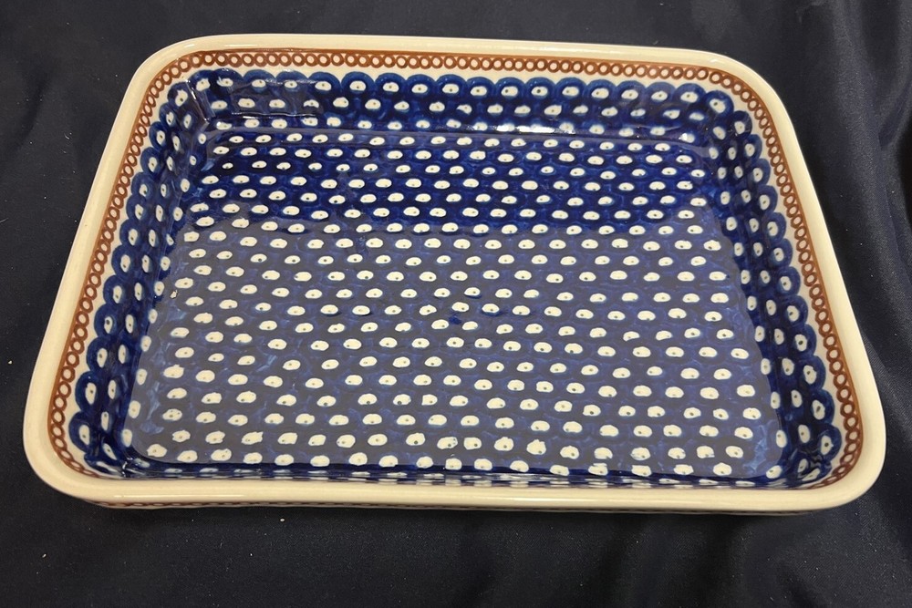 BOLESLAWIEC POLISH POTTERY "BOW45" 12" x 9" Rectangular Baker