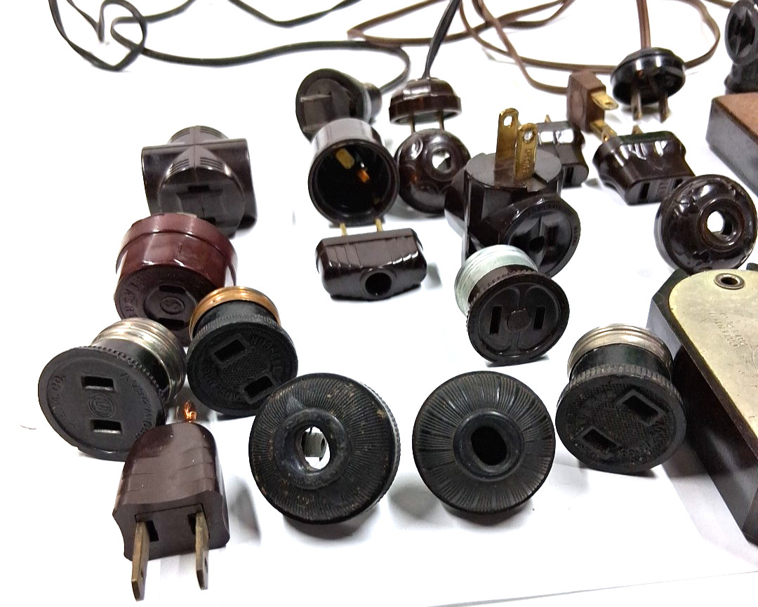 Vintage Lamp / Light Plugs other assorted electrical items lot of over 20