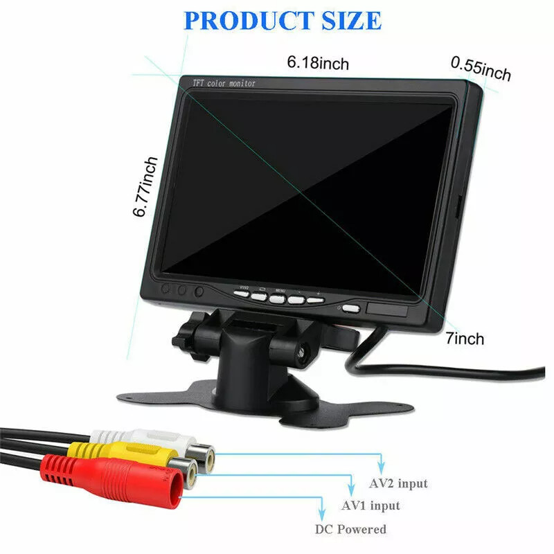 4PIN Reversing Camera 7" 2-Way Display for Trucks RVs