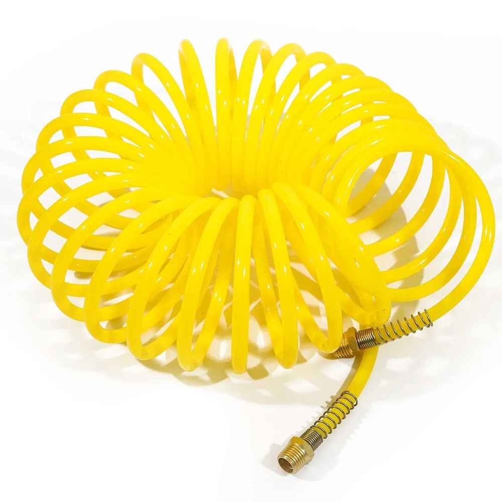 25ft 1/4" Recoil Air Hose Re Coil Spring Ends Pneumatic Compressor Tools 200PSI