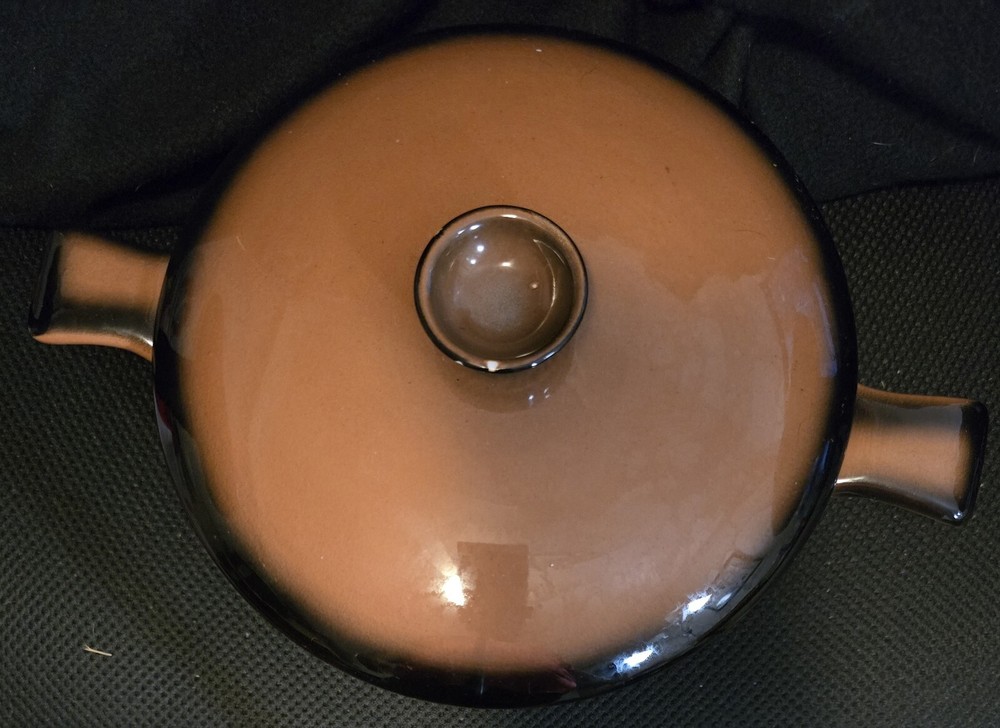 Vintage Cranoby Ovenware 2 Quart Lidded / Handled Casserole Pot (Caramel Brown)