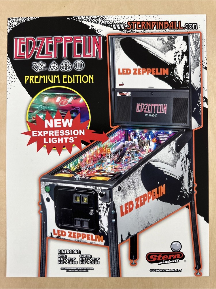 Stern Led Zeppelin Premium Pinball Flyer