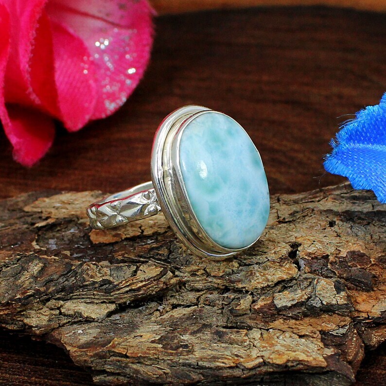 Marvelous Larimar Gemstone 925 Sterling Silver Handmade Ring All Size B-15