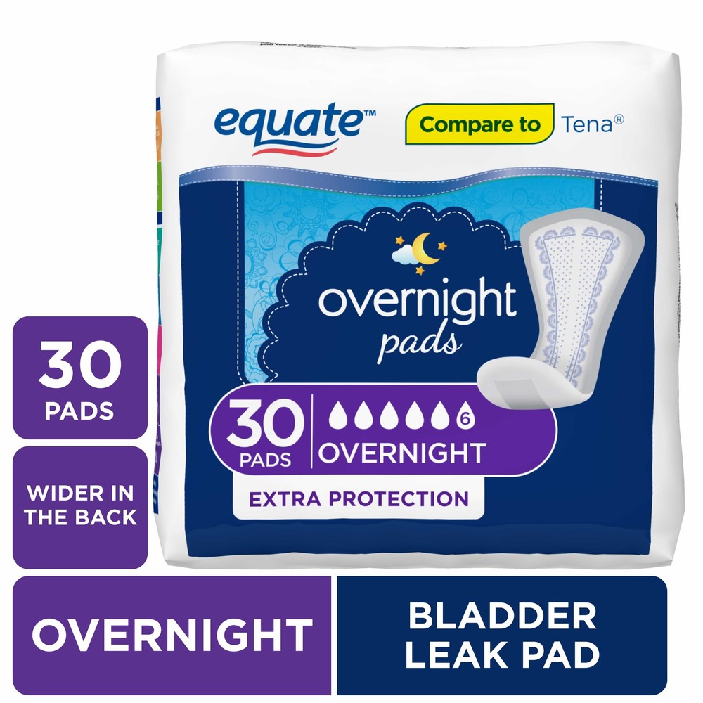 Equate Women'S Overnight Incontinence Pads, Ultimate Absorbency (30 Count), Comp