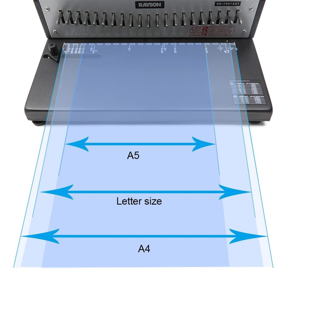 Rayson SD-1501A21 Binding Machine with Combs Set - 21 Hole / 200 Sheets Comb ...