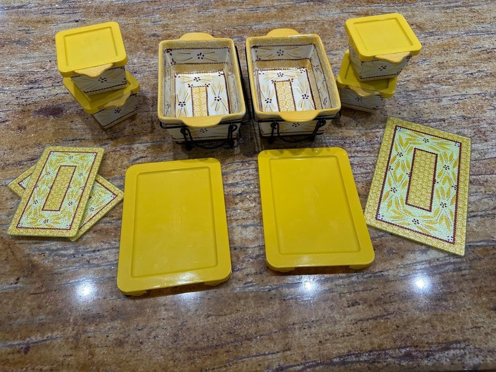 Temptations Presentable Ovenware by Tara Old World Style Yellow 17 PC Set
