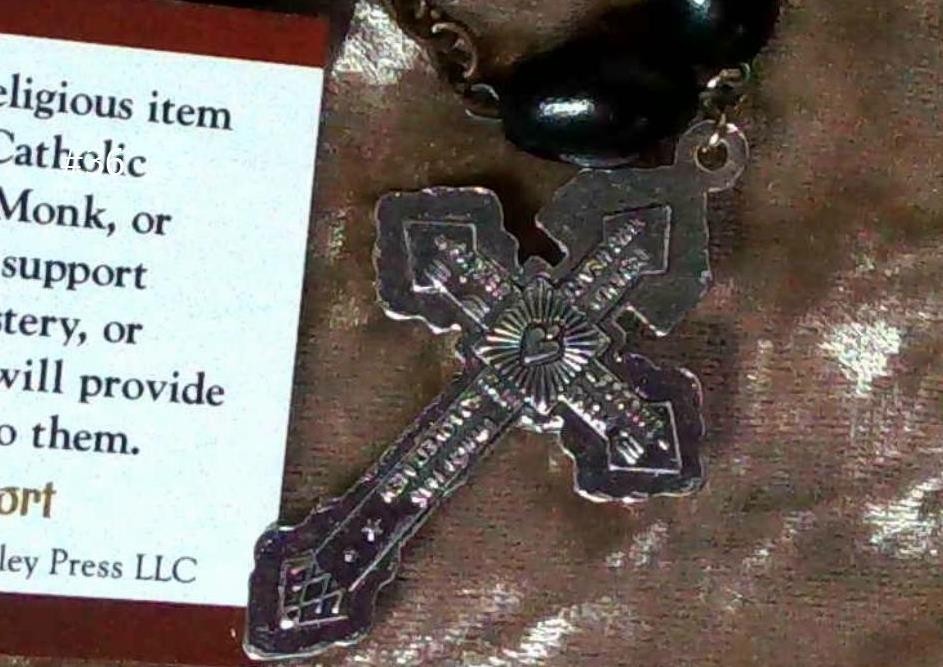 Rosary Chaplet Big Black Nun's Habit Rosary Beads, Silver* Pardon Cross Crucifix