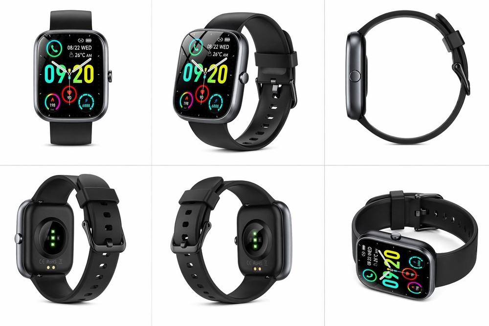 Bluetooth smartwatch, calls, fitness tracking, iPhone & Android compatible.