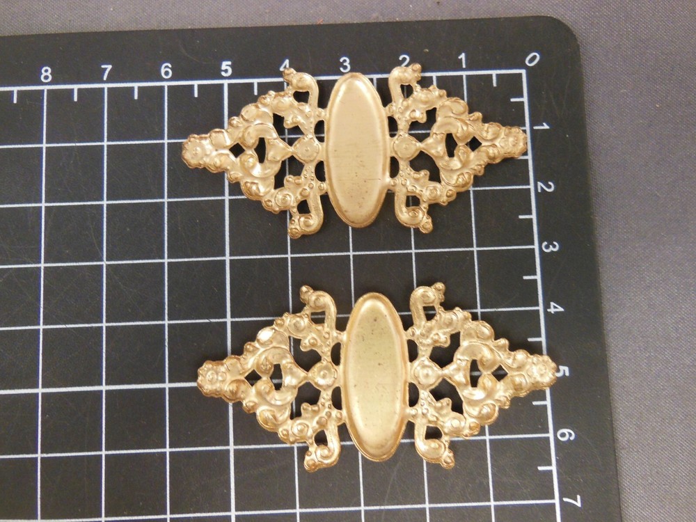 Brass Floral Bar w/setting bendable (x2) stamping (osb162)