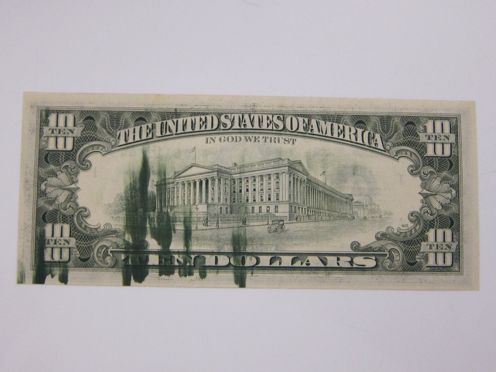 1981 $10 Printing Error on Back Uncirc #A51136443B