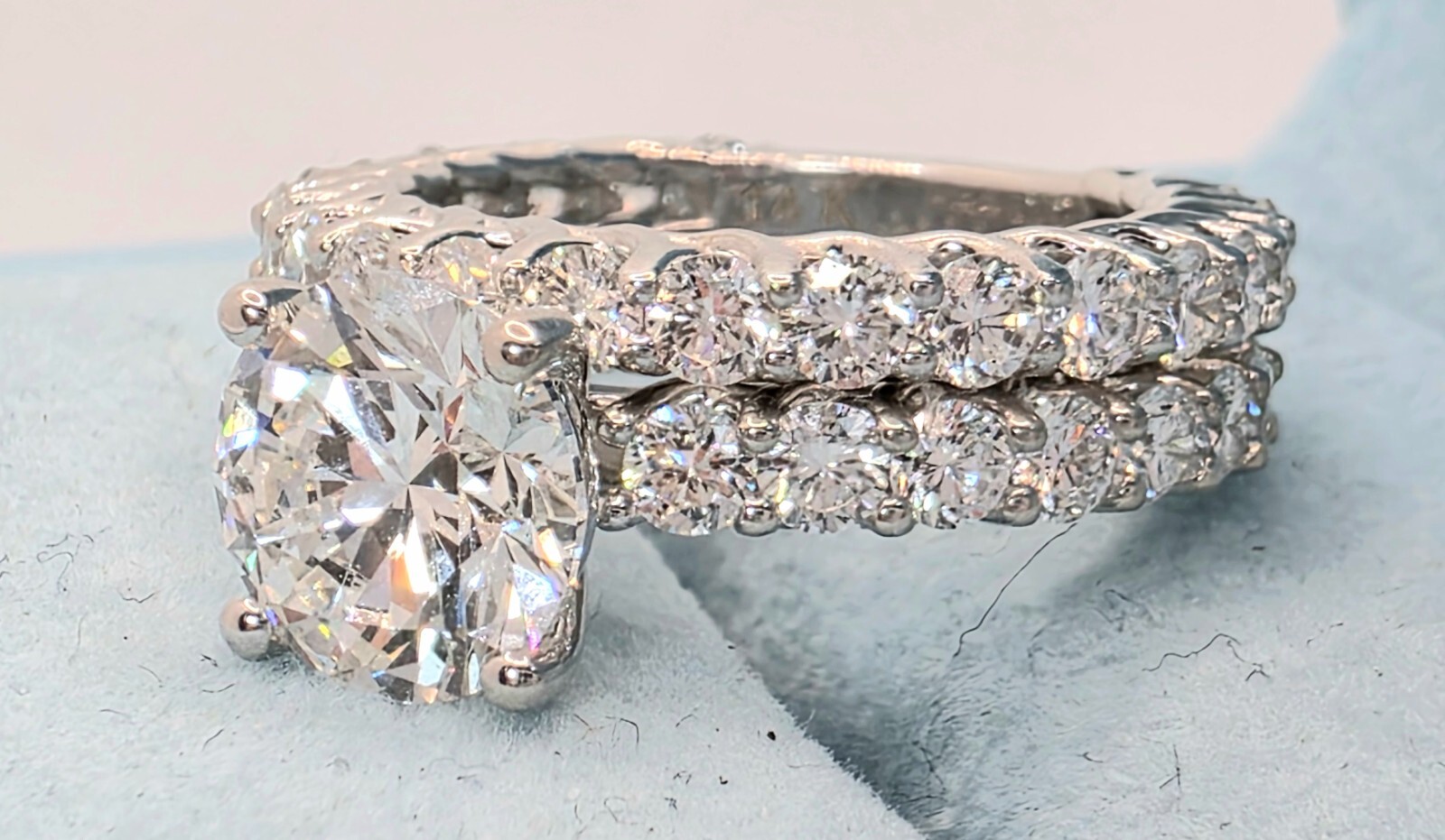 4.68 Ct D VS1 Lab Grown Diamond Engagement Ring With Band IGI Certified Diamond