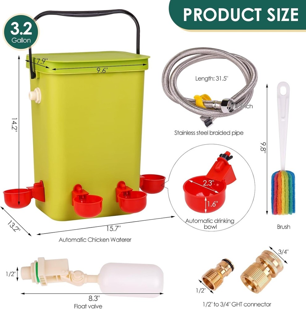 Automatic Chicken Waterer Large Chicken Waterer System Pou