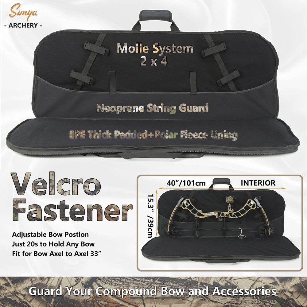 Compound Bow Case with Molle System - Neoprene Bow String Protection & Padded...