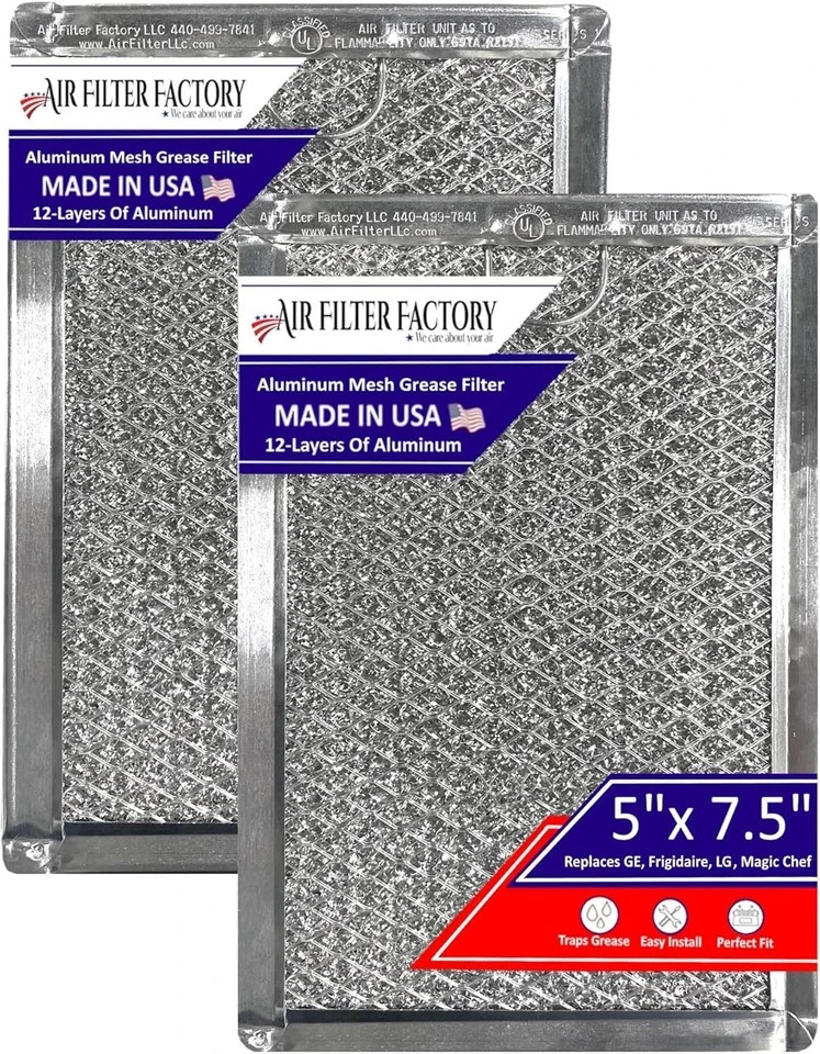 12-Layer 5" x 7.5" Pull Tab Microwave Grease Filter Replacements For Many GE,...