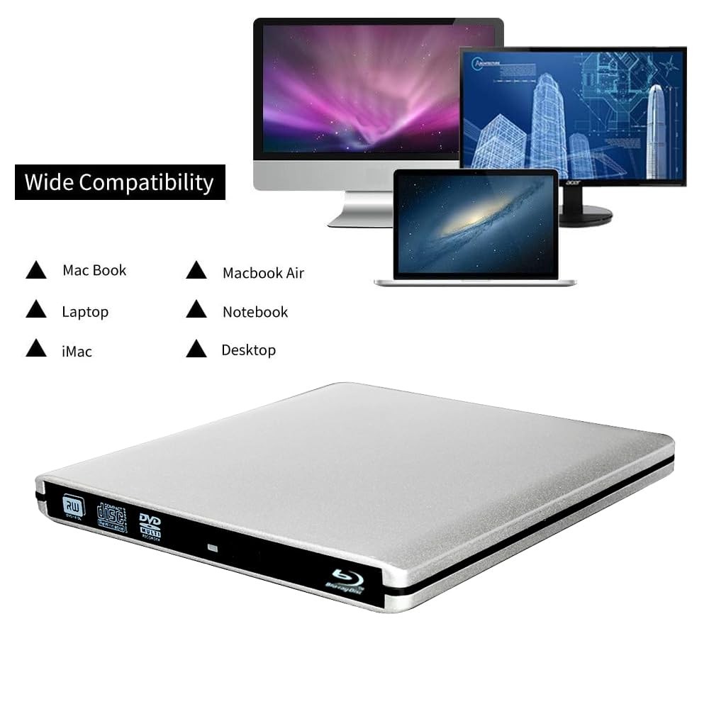 USB C Type C 3.0 External 3D HD Blue ray Player for MacBook pro silver