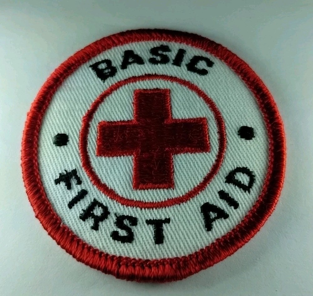 Vintage Red Cross Basic First Aid Embroidered Patch - NOS - FREE Shipping
