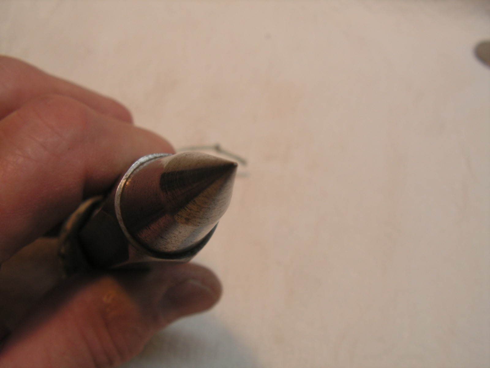 Vintage 12oz Plumb Bob With Nylon Cord 12'+ Hex Body, Nice Sharp Point