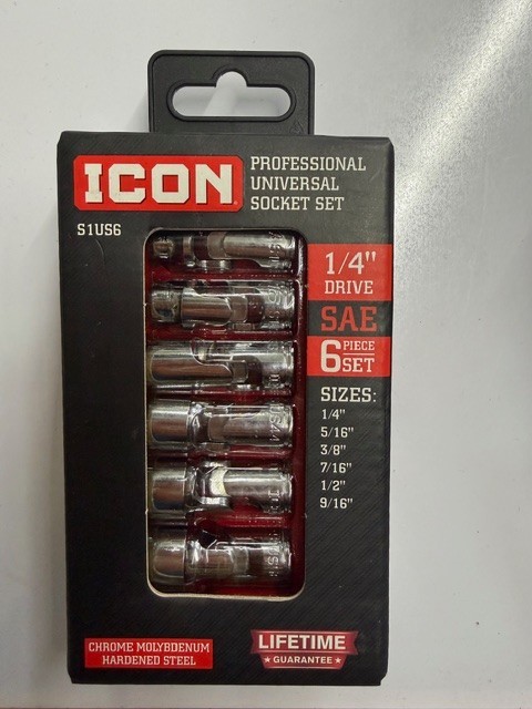 ICON S1US6 PROFESSIONAL UNIVERSAL SOCKET SET SAE 1/4" DRIVE