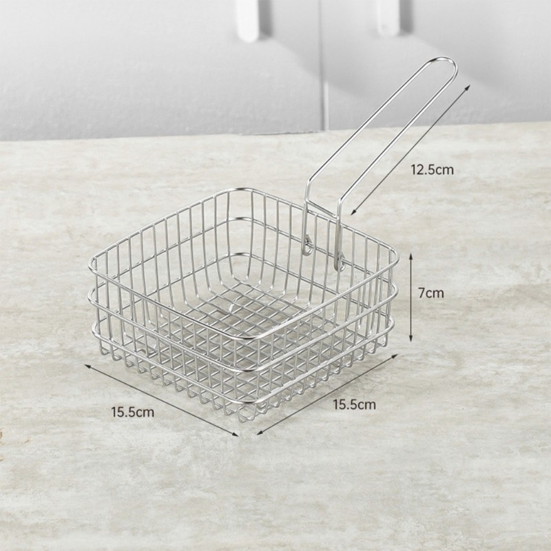 Practical Rustless Square Fry Basket For Kitchen Restaurant Home Use