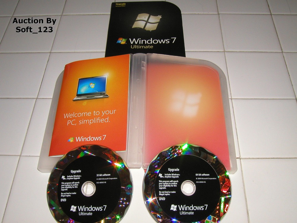 Microsoft Windows 7 Ultimate Upgrade 32 & 64 Bit DVD MS WIN PRO = RETAIL BOX=