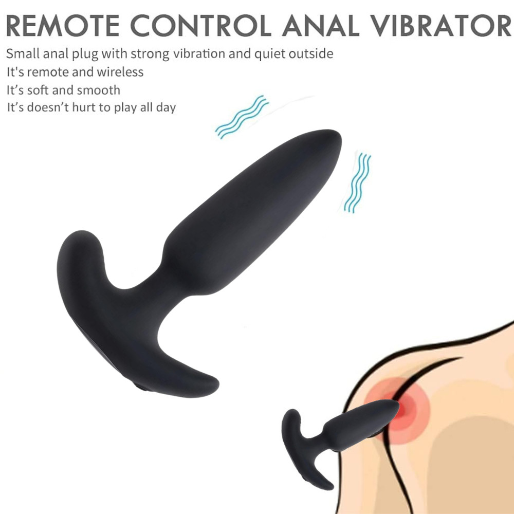 Slim Silicone Rechargeable Remote Control Butt Plug Multi-Function Sex Vibrator