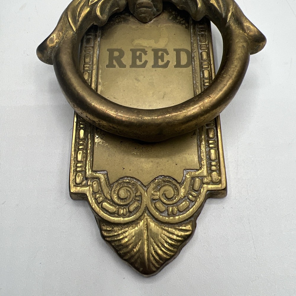Brass Door Knocker Monogrammed Reed Antique