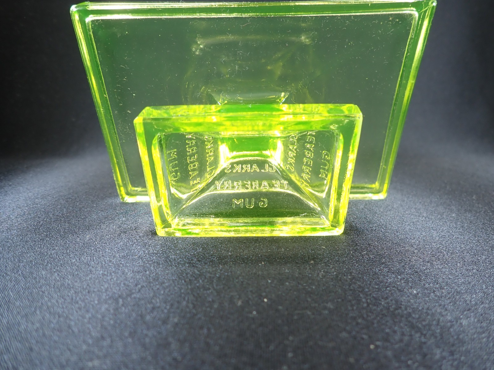 Vintage Clark's Teaberry Gum Vaseline Glass Stand Pedestal Display Excellent