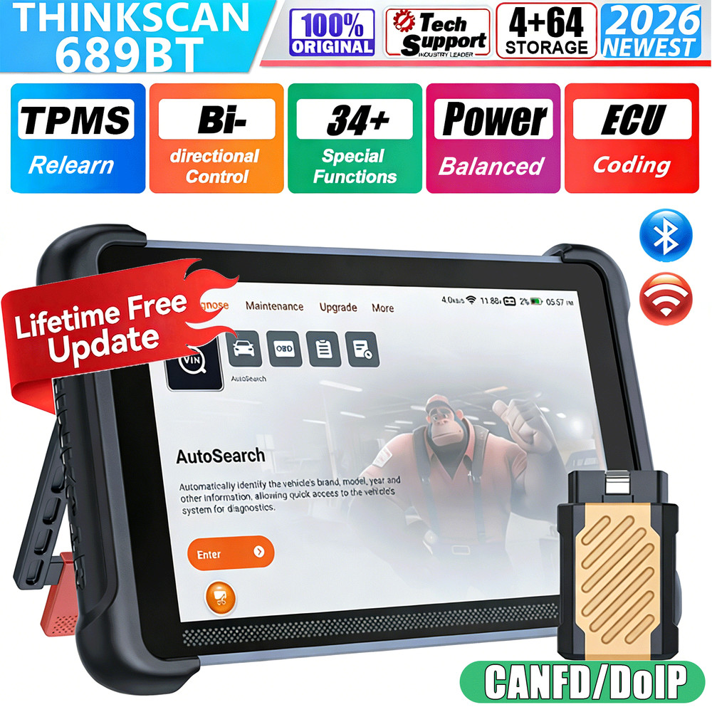 ThinkScan 689BT Car Diagnostic Scan Tool OBD2 Scanner Bidirectional 34+ Services