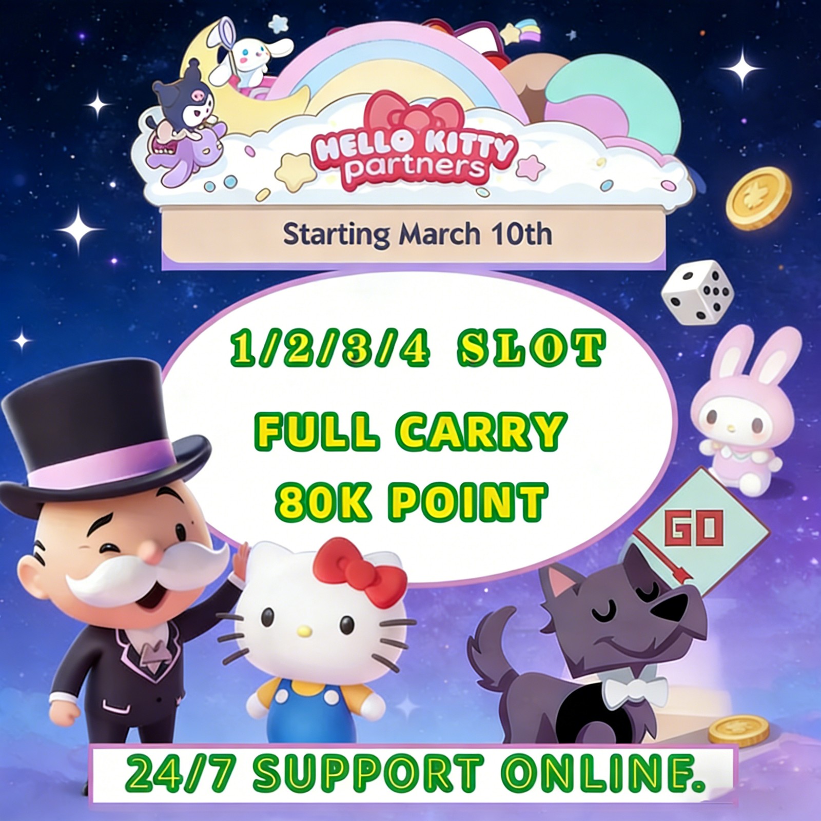 Mono-poly Go HELL0- Kℹ️TTY Partners Event 🎀 Full Carry Slots 80K ⭐️RUSH⚡ Cheap