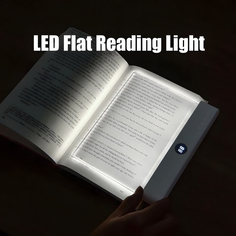 LED Book Reading Light Flat Panel Rechargeable Dimmable Timer USB Night Light