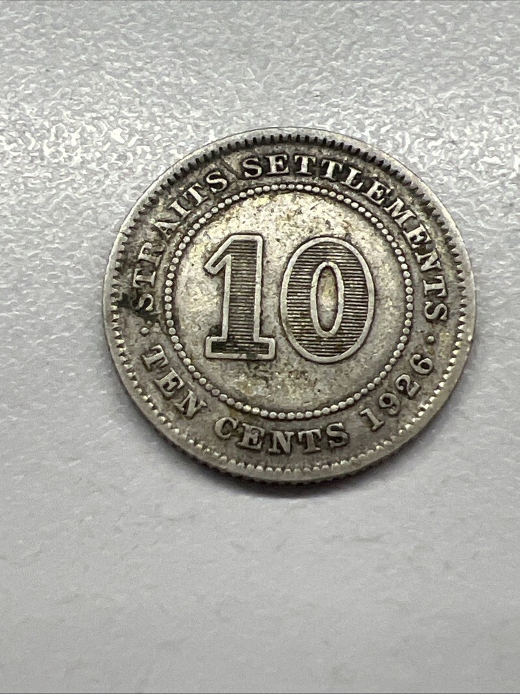 1926 Straits Settlements Silver 10 Cent-Nice