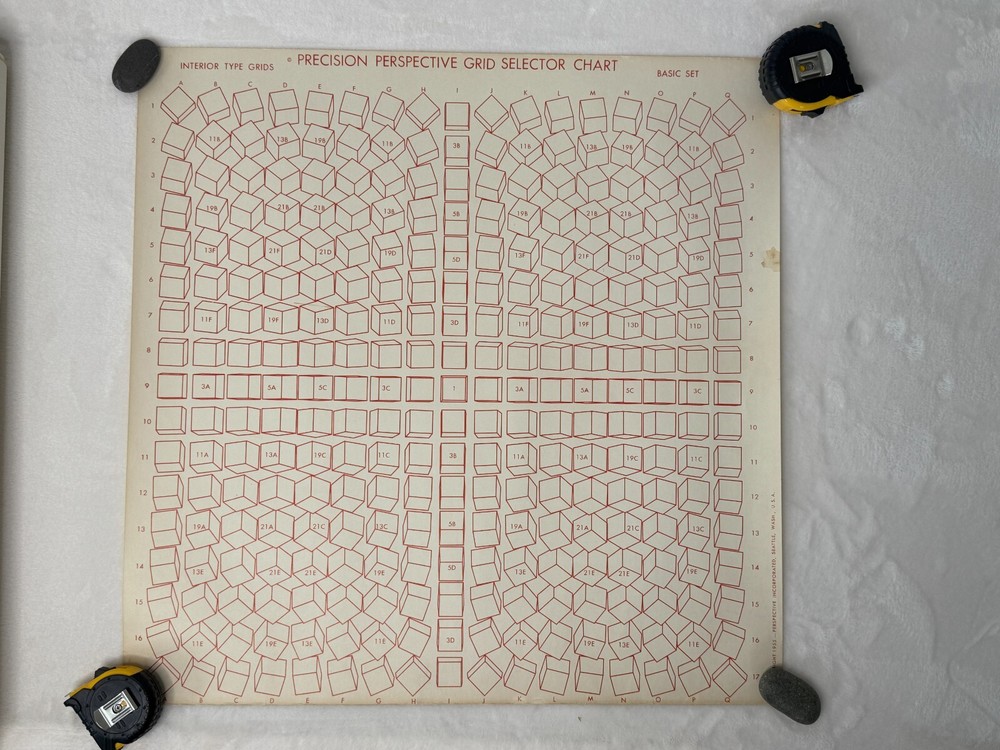 1955 Lawson Perspective Grid Charts Size IX Basic Set W Selector Charts Int/Ext