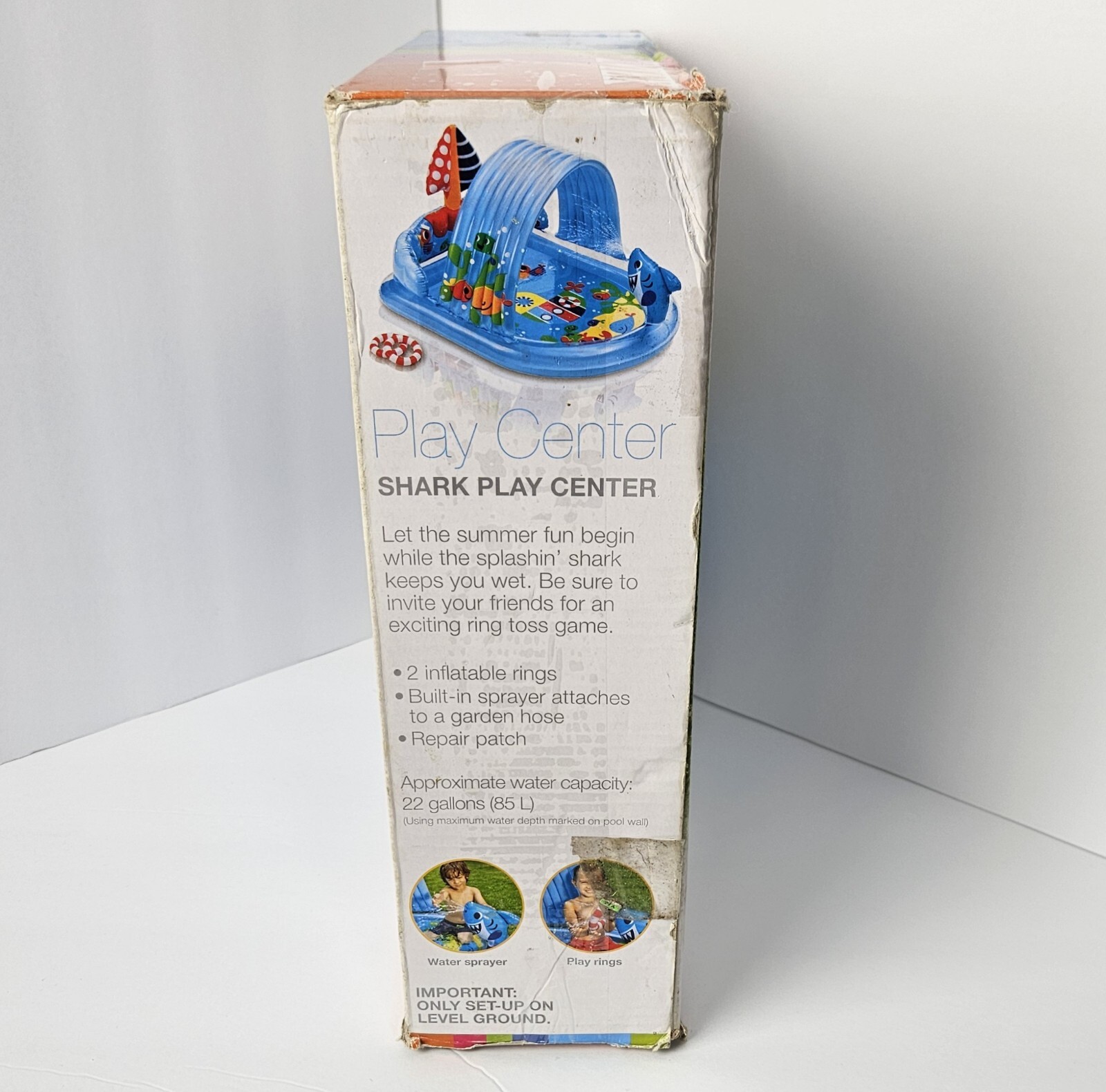 Intex Shark Play Center Built-In Sprayer Arc Summer Water Kid's Pool Inflatable