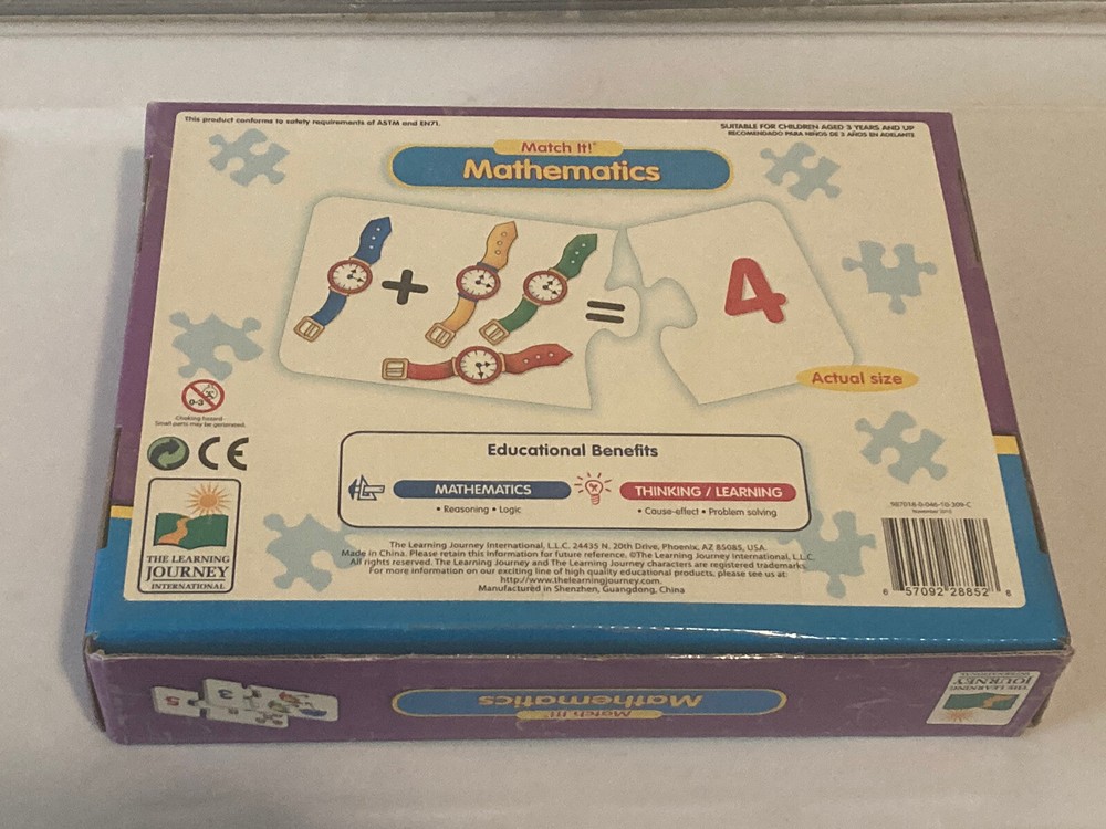 Match It! Mathematics Puzzle Game Set - 30 Self-Correcting Puzzle Set - Complete