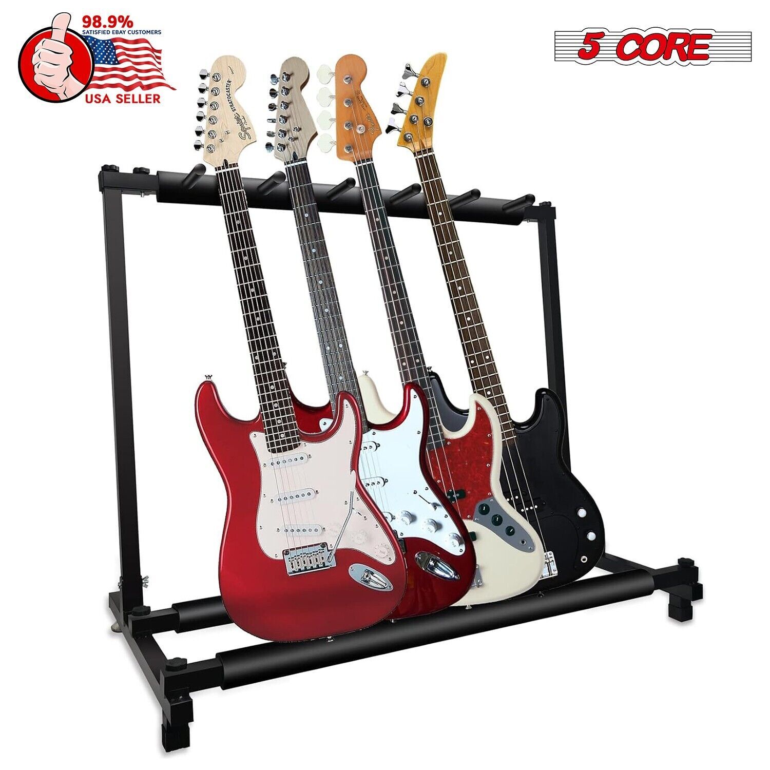 5 Core Multi Guitar Rack Stand Floor 5 Slot Adjustable Flying V Guitars Holder