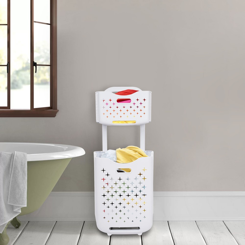 Foldable Multi-tier Laundry Hamper Collapsible Dirty Clothes Laundry Basket